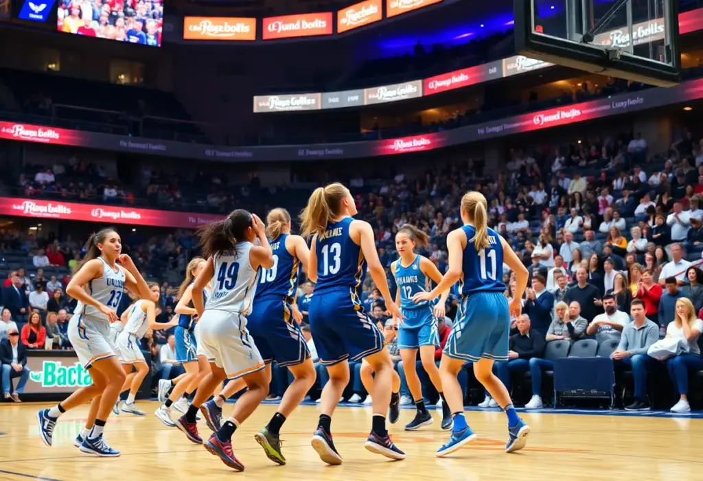 DePaul women's basketball team playing an exhibition game