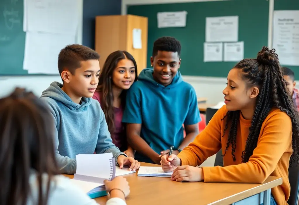 Students learning about financial literacy in a classroom