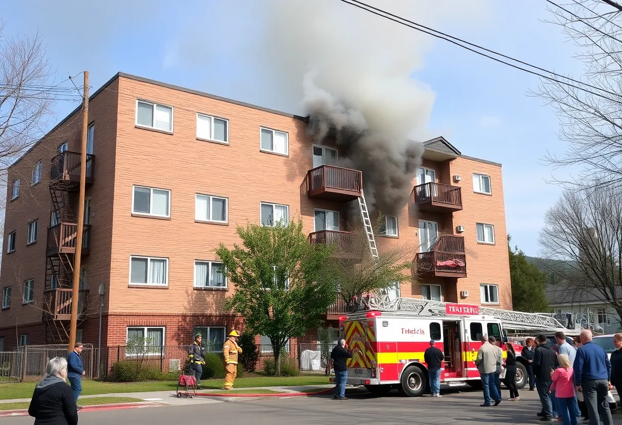 Firefighters responding to an apartment fire in Milwaukee