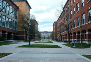 Empty college campus during lockdown