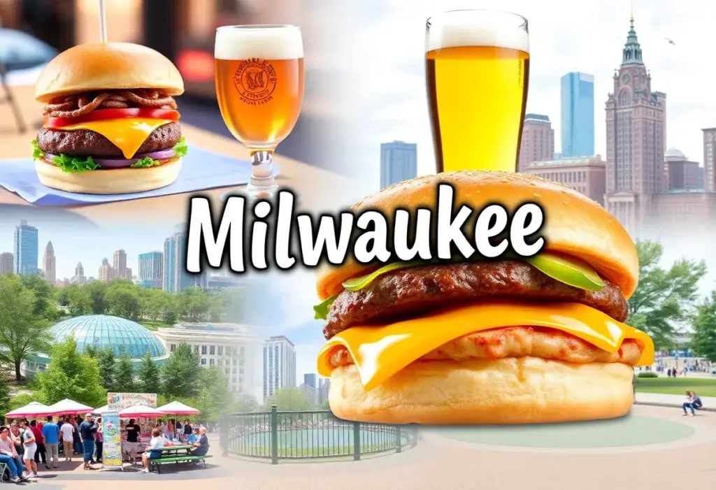 A collage representing Milwaukee's best foods and cultural spots