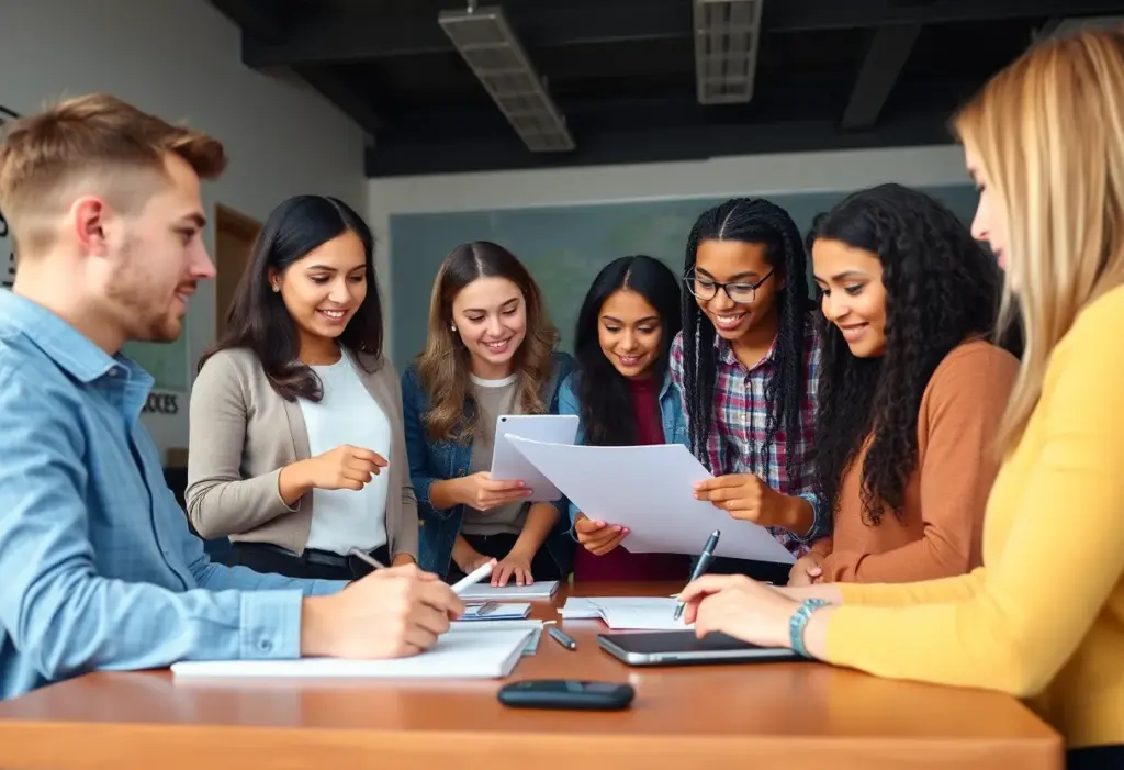 Students engaged in financial literacy program activity in a classroom setting