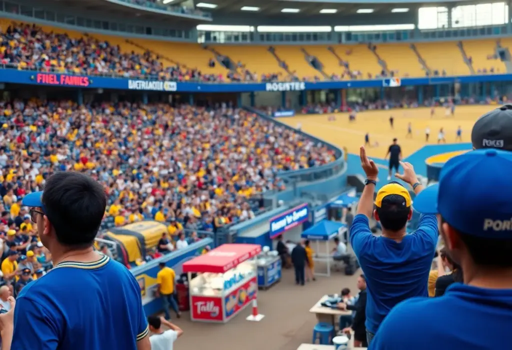 Crowd enjoying a baseball game at the Milwaukee stadium