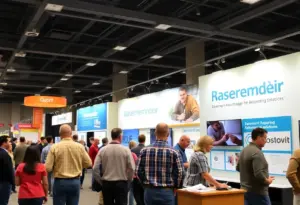 Visitors exploring booth options at the Milwaukee Home Remodeling Show focused on basement repair solutions.