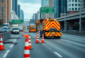 Construction work on the I-94 highway in Milwaukee