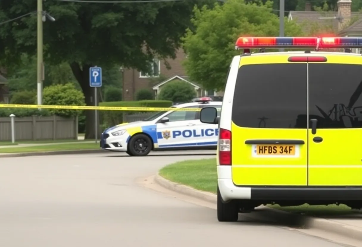 Police vehicle at a residential crime scene in Milwaukee