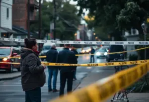 Police at the scene of a double shooting in Milwaukee