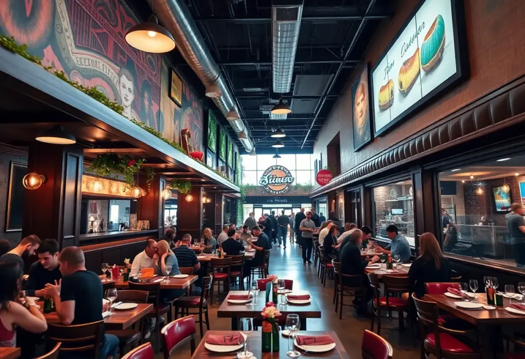A vibrant view of Milwaukee's restaurant scene with customers enjoying their meals.