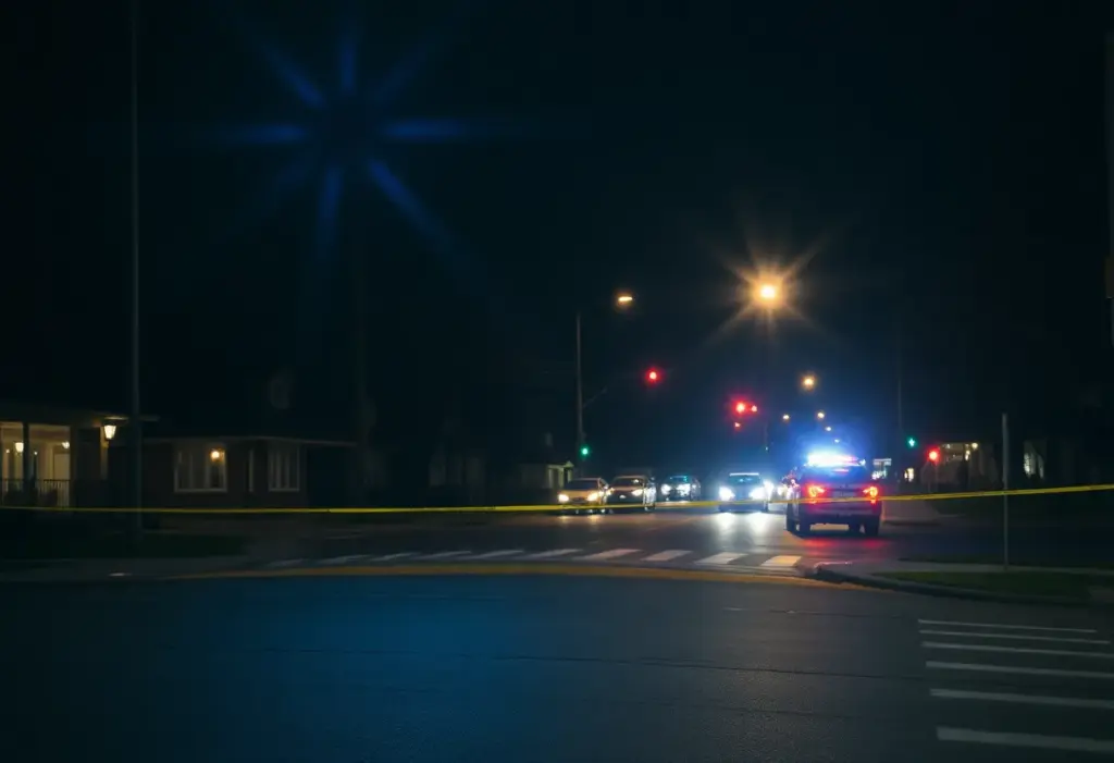 Nighttime scene in Milwaukee after a shooting incident