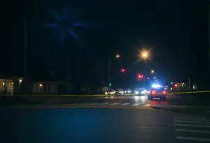 Nighttime scene in Milwaukee after a shooting incident