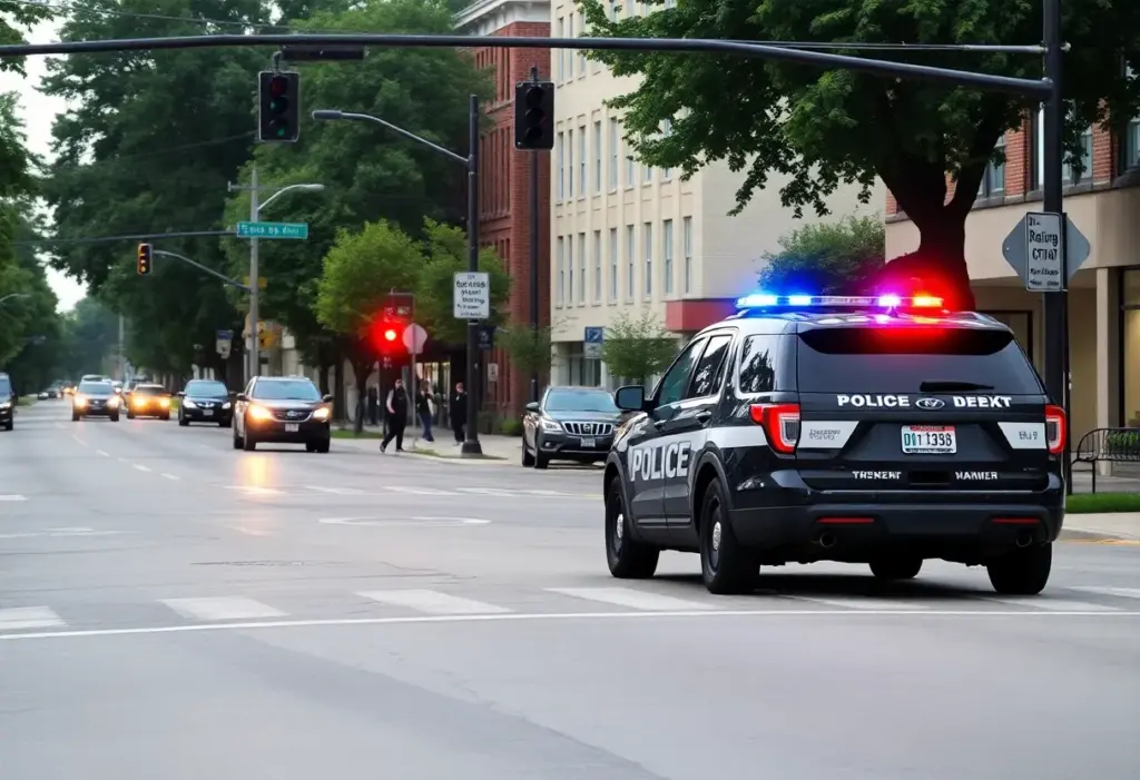 Police vehicle at a Milwaukee street intersection