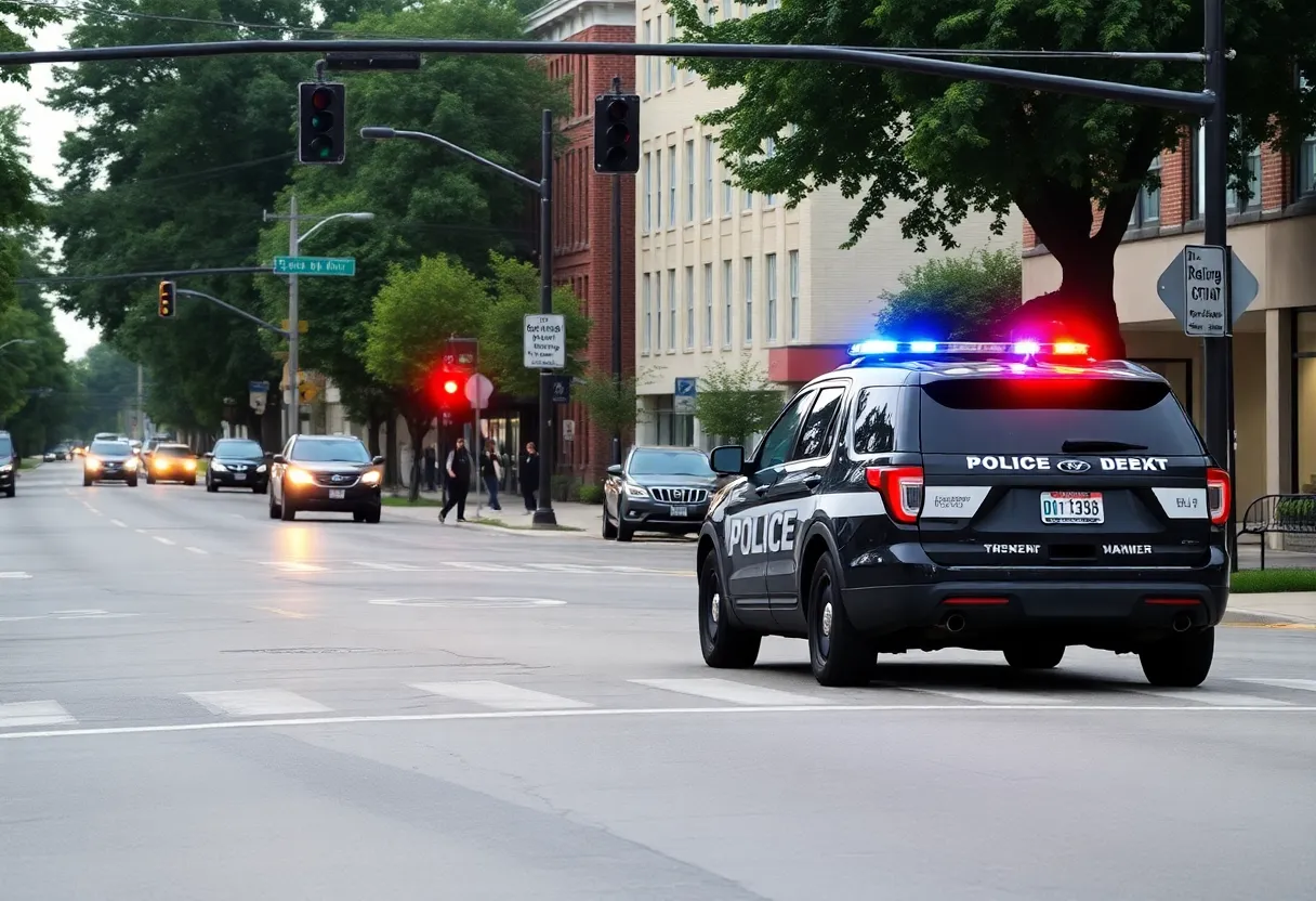 Police vehicle at a Milwaukee street intersection