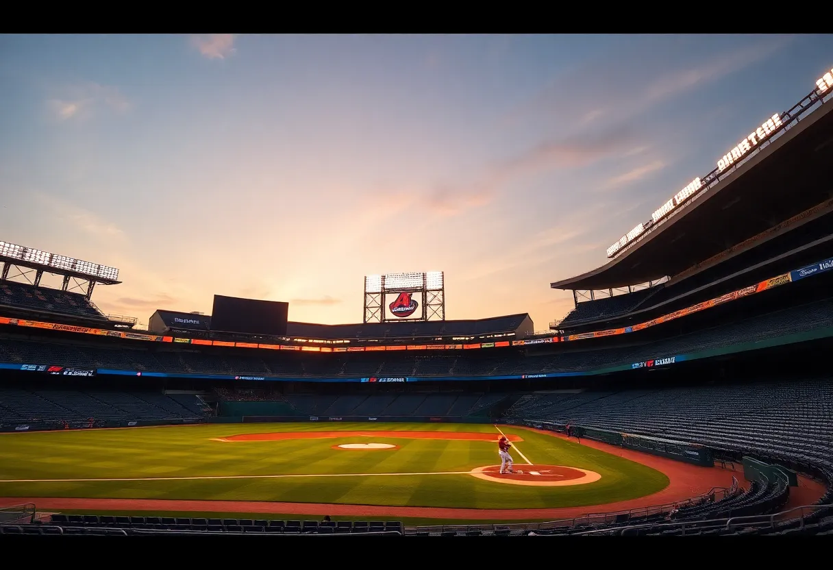 Milwaukee Brewers baseball stadium during sunset