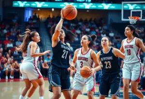 Phoenix Mercury basketball players competing on the court during the playoffs.