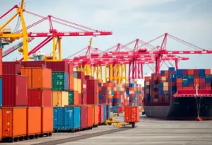 Overview of Port Milwaukee with shipping containers