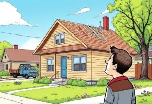 Illustration of a home with a half-finished roof in South Milwaukee