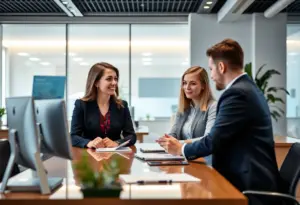A professional bank office environment illustrating personalized service.