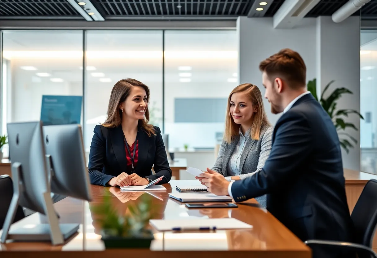 A professional bank office environment illustrating personalized service.