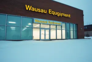 Exterior of Wausau Equipment corporate office building in winter