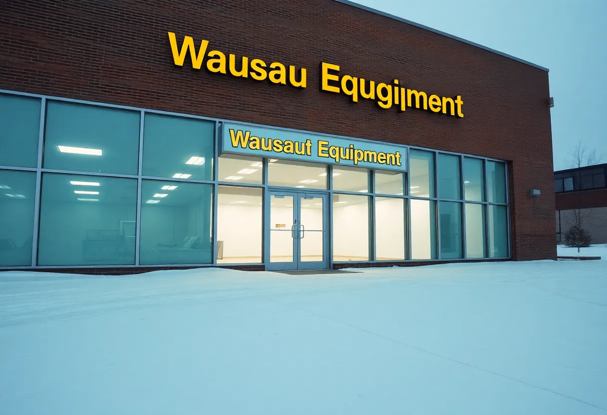 Exterior of Wausau Equipment corporate office building in winter