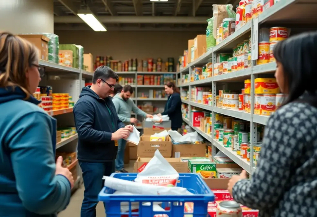 Volunteers at a Wisconsin food pantry assisting families during a government shutdown