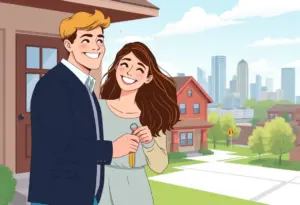 A couple celebrating their home purchase in Milwaukee