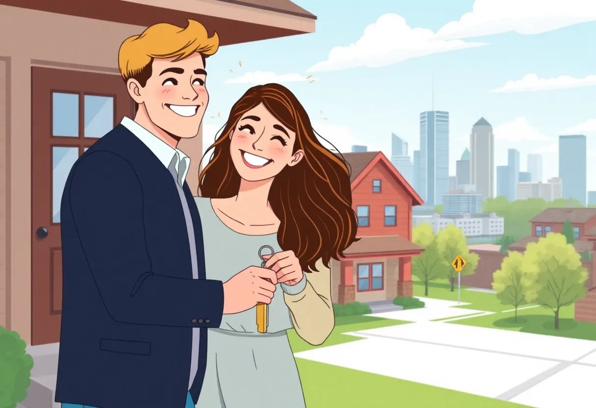 A couple celebrating their home purchase in Milwaukee