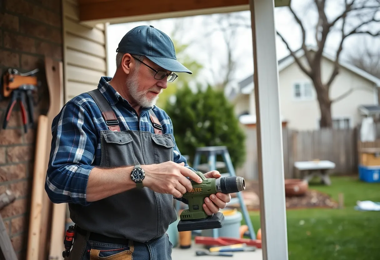 A handyman demonstrating home repair techniques