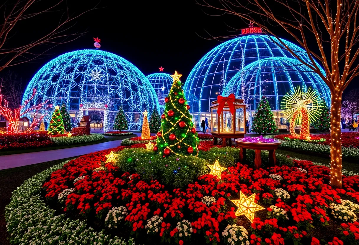 Decorated holiday garden at Mitchell Park Domes in Milwaukee