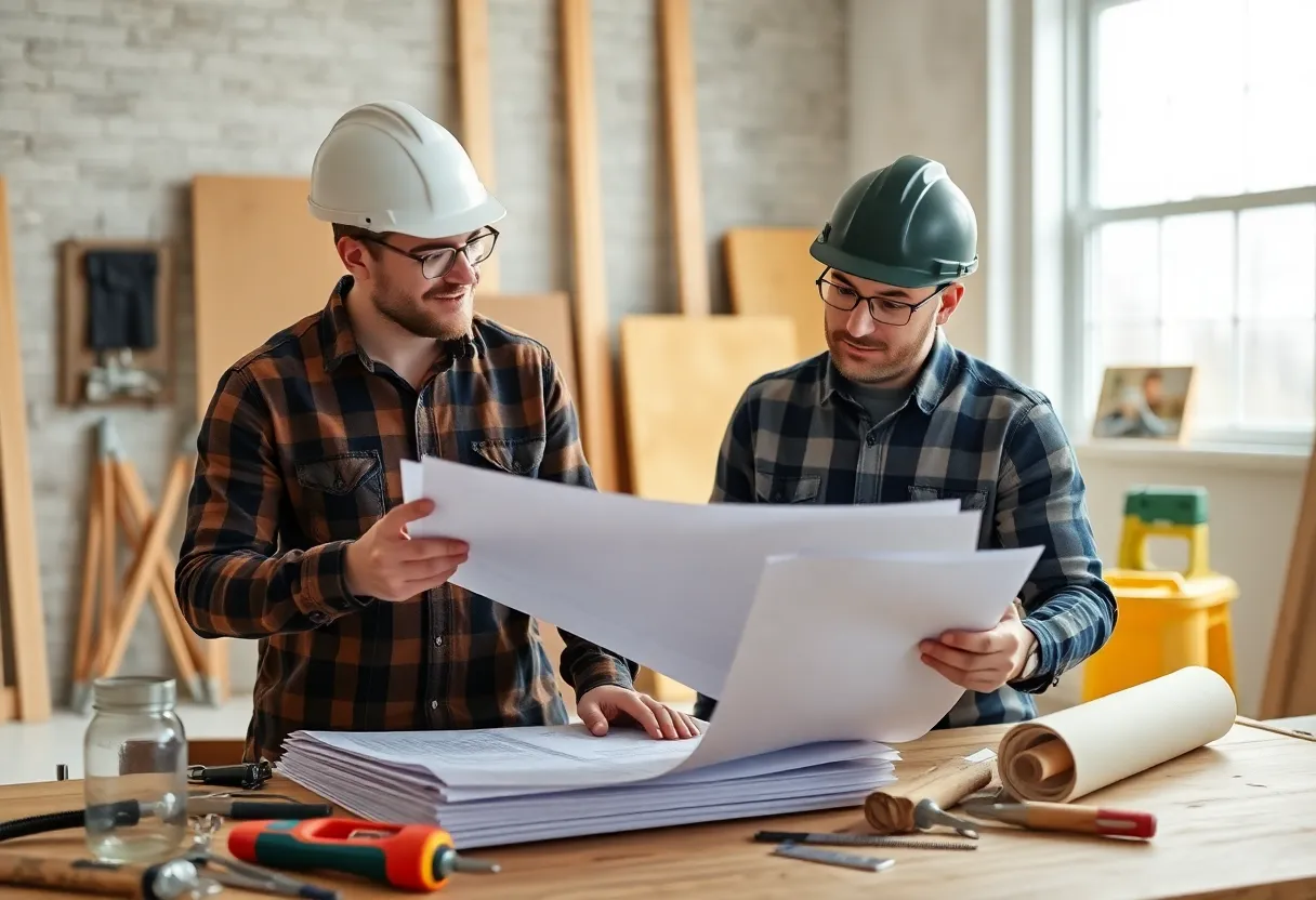 A person working on home construction plans in Milwaukee WI
