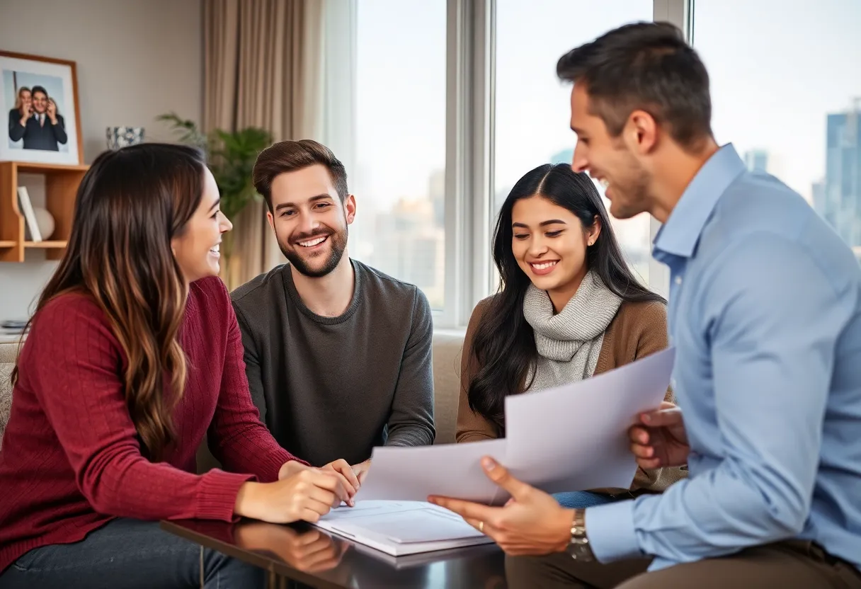 Couple discussing home financing options in Milwaukee