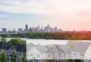Skyline of Milwaukee with homes in front, symbolizing the real estate market