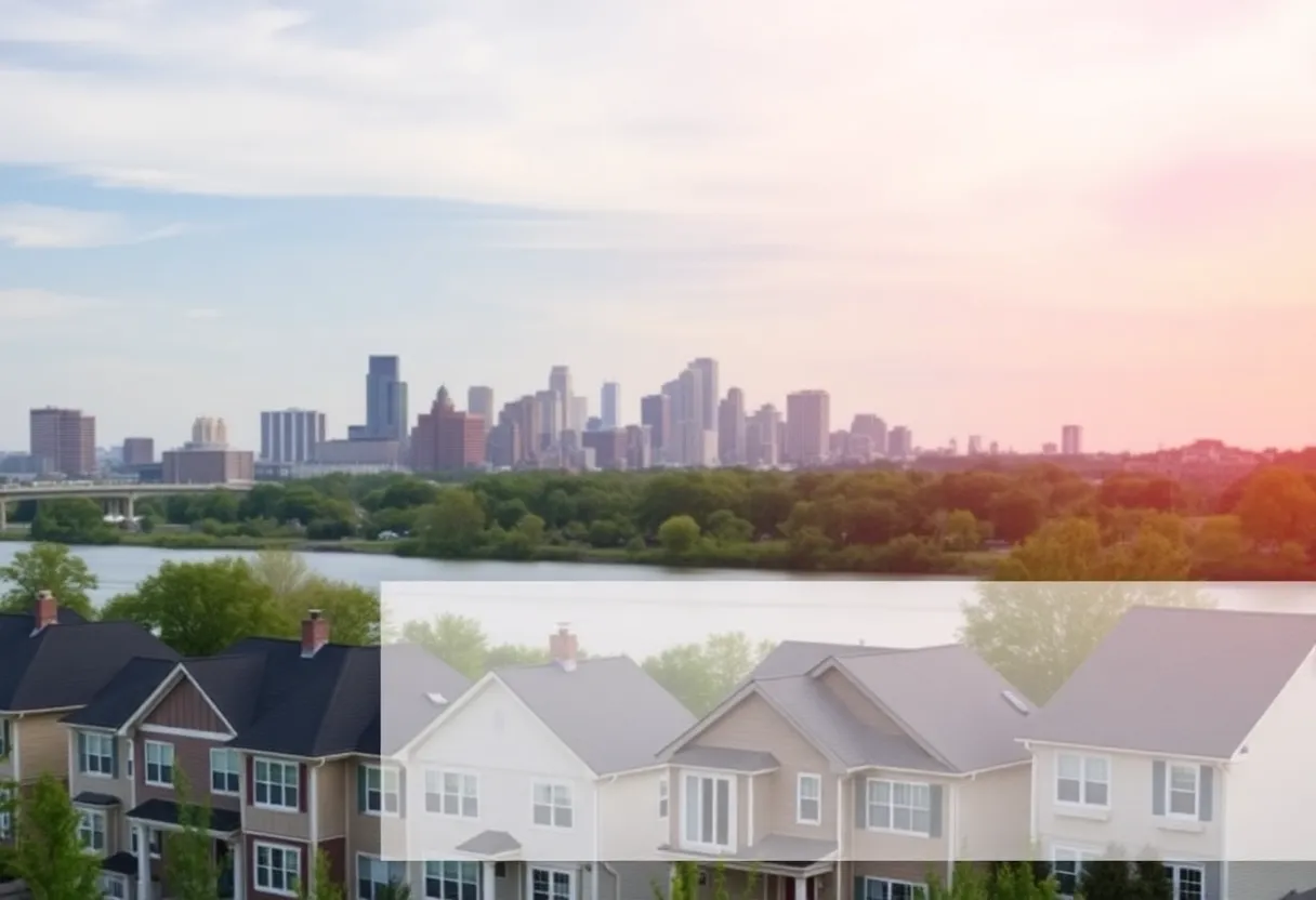 Skyline of Milwaukee with homes in front, symbolizing the real estate market