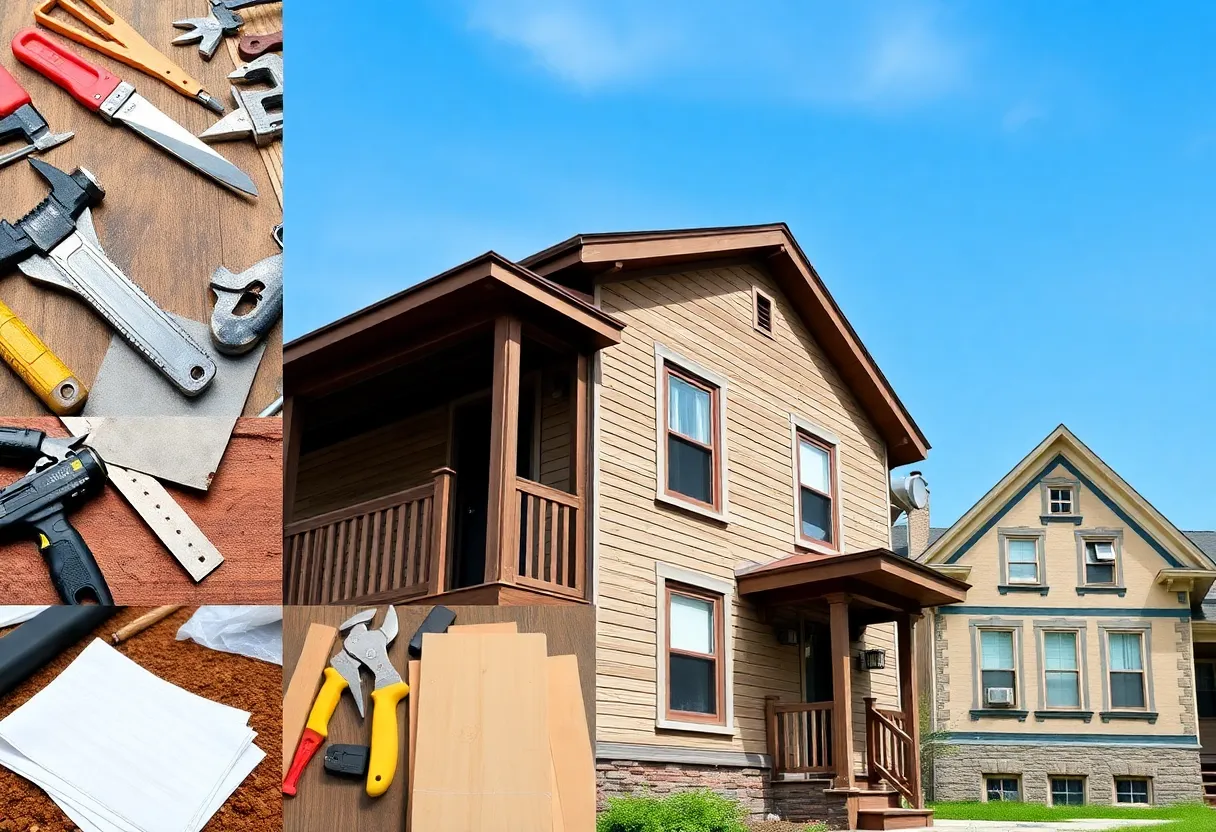 Collage of home repair techniques and materials in Milwaukee.